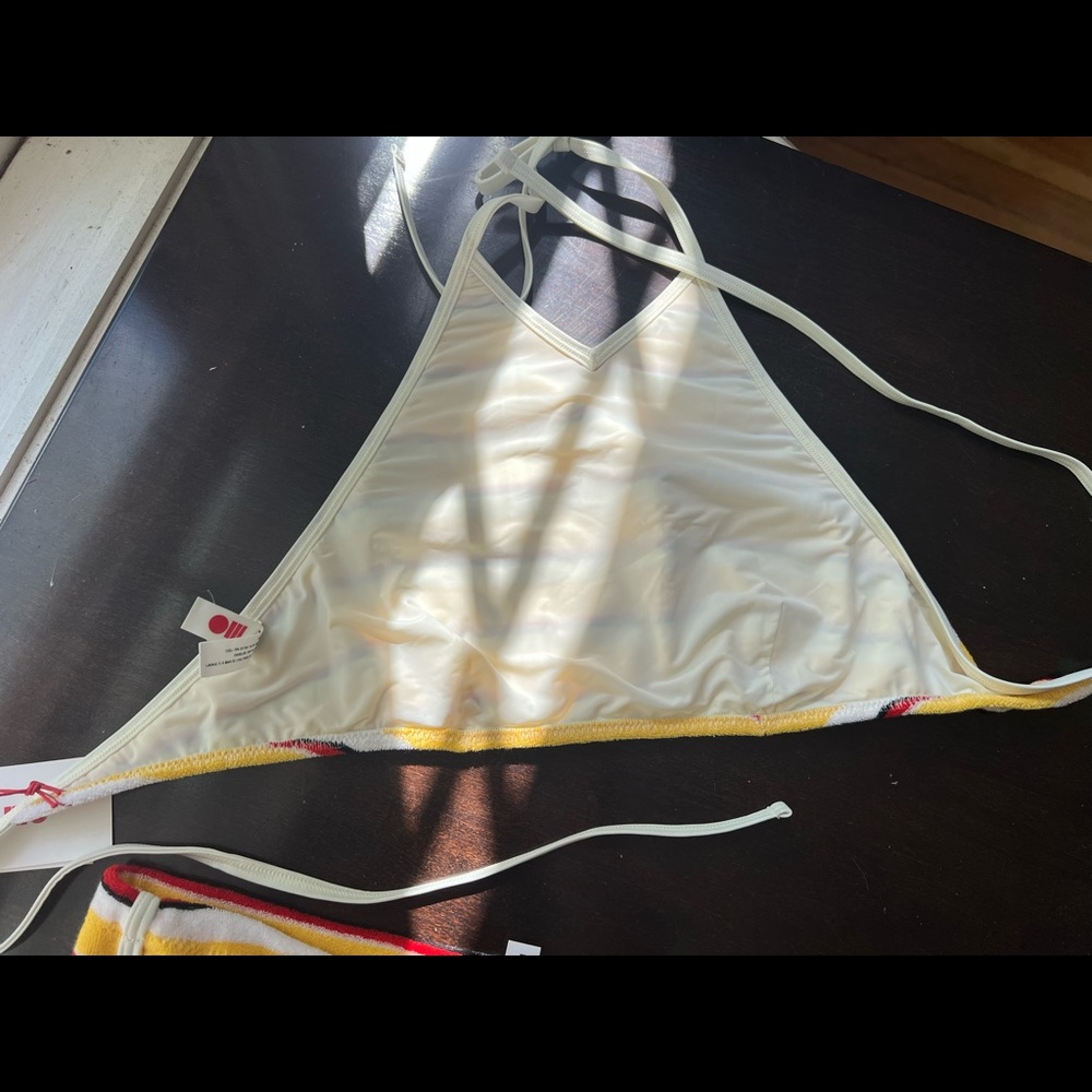 Solid And Striped High Waisted Terrycloth Bikini … - image 3